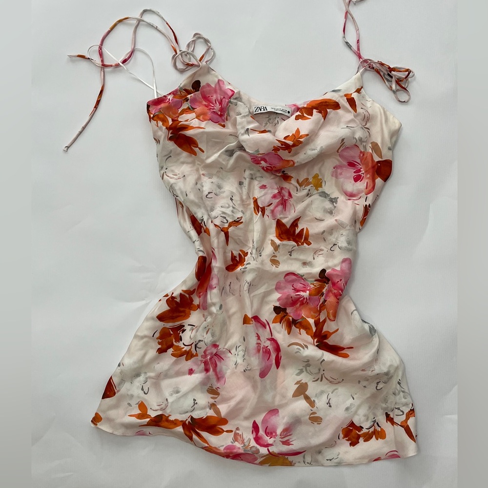 Zara Floral Pink and Orange Dress